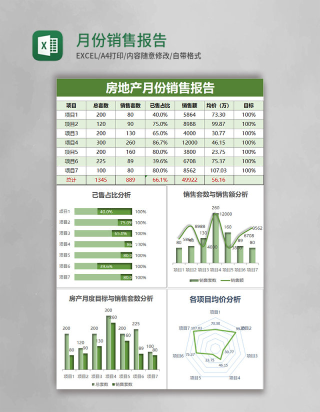 月份销售报告execl模板