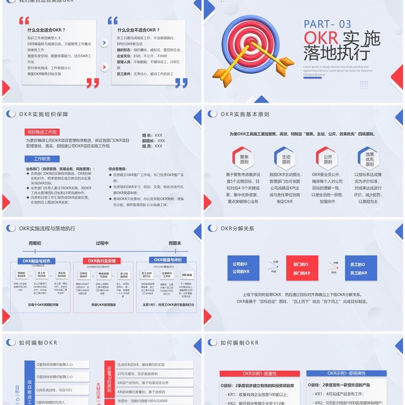 蓝色简约风OKR项目管理实施方案PPT模板