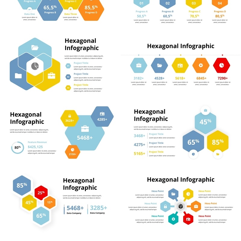 六边形信息图表PPT模板Hexagonal Infographic - Presentation Template