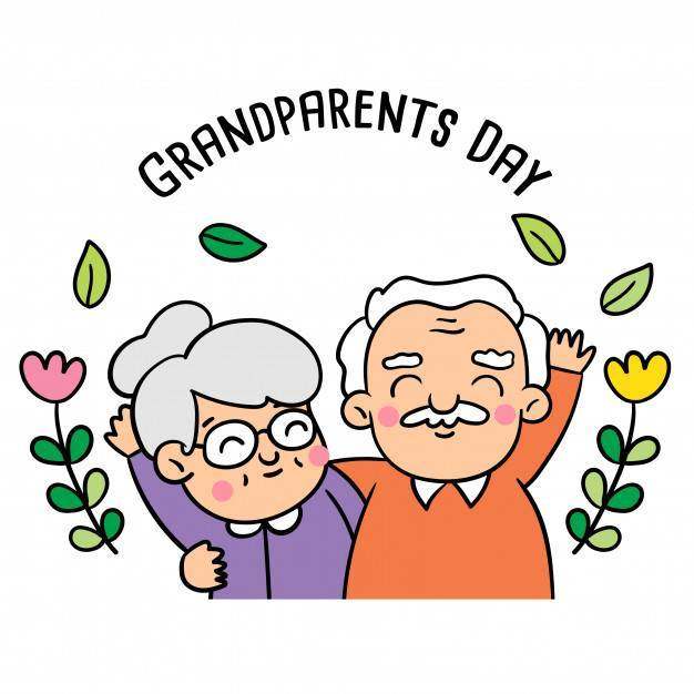 绘制祖父母节的涂鸦风格。