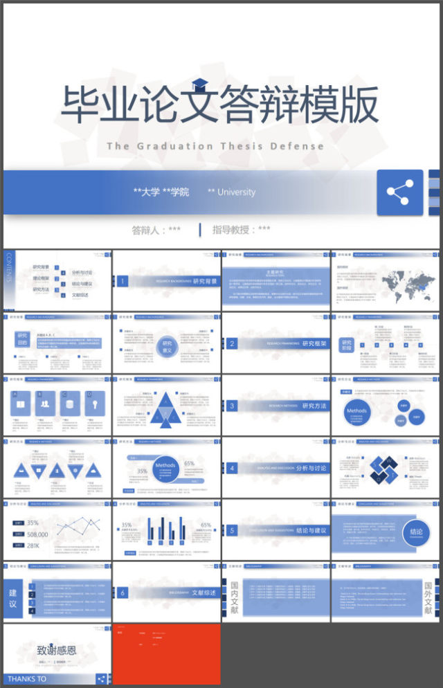 清新毕业论文答辩PPT模板