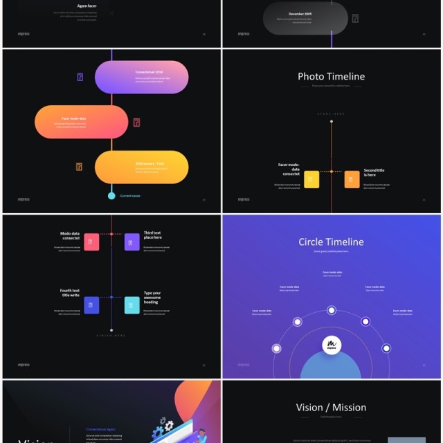 深色公司项目商业计划报告PPT模板素材可插图Impress Dark