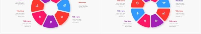 红色蓝色圆形结构图并列关系信息图表PPT元素素材Infographic Red Blue