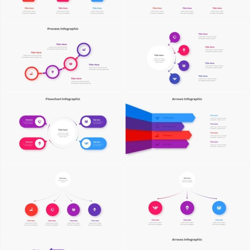红色蓝色圆形结构图并列关系信息图表PPT元素素材Infographic Red Blue