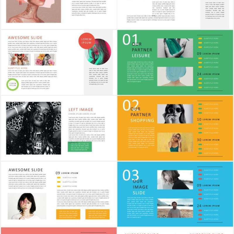 彩色现代作品图片展示PPT模板Lorem Modern Powerpoint