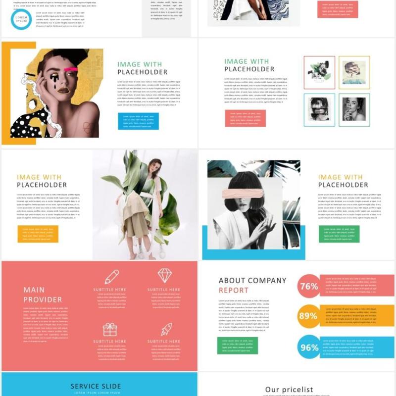 彩色现代作品图片展示PPT模板Lorem Modern Powerpoint