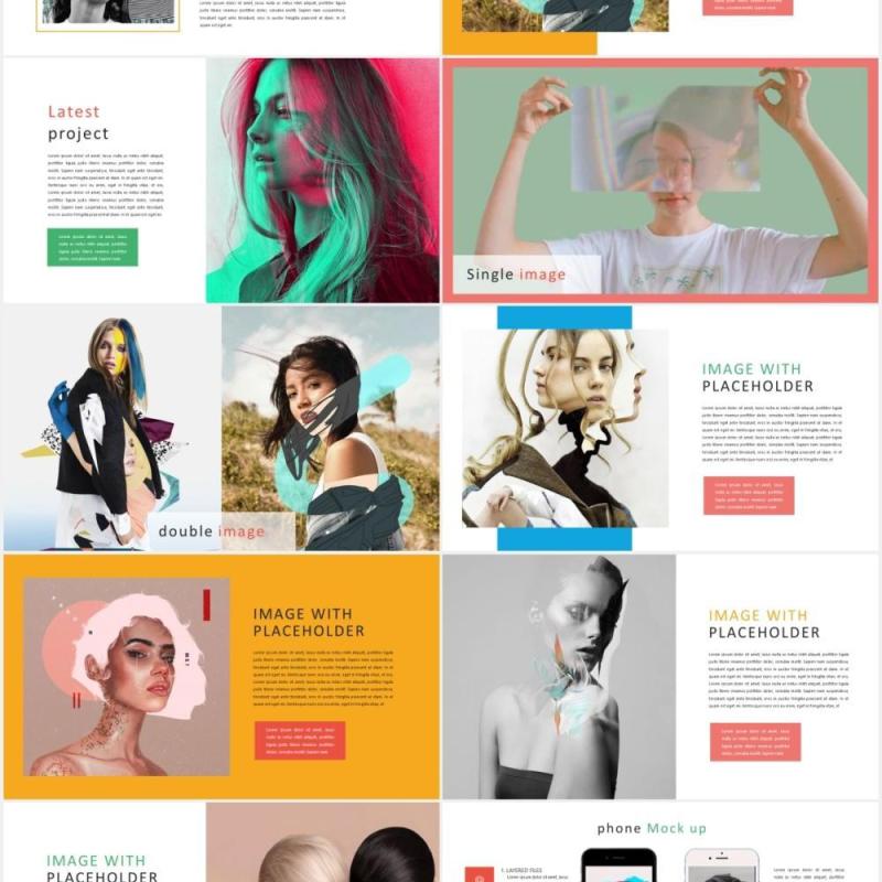 彩色现代作品图片展示PPT模板Lorem Modern Powerpoint