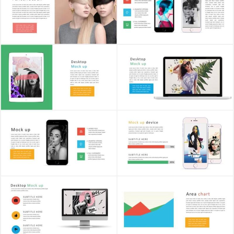 彩色现代作品图片展示PPT模板Lorem Modern Powerpoint