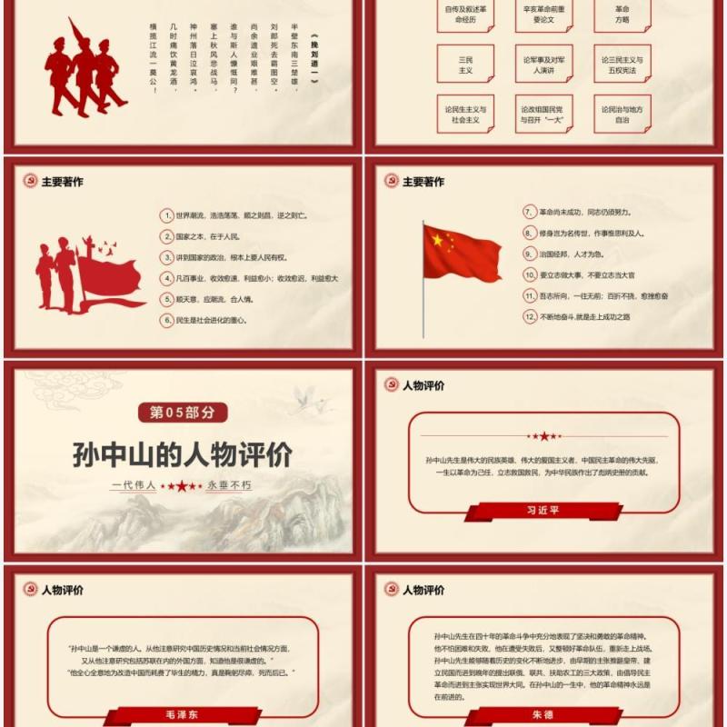 红色简约党政风孙中山逝世97周年PPT模板