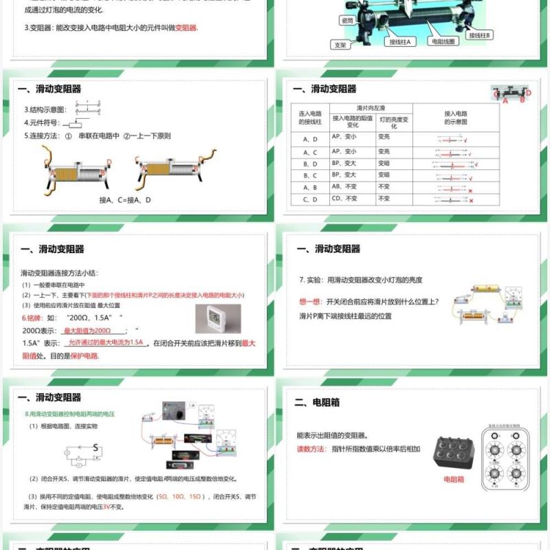 部编版九年级物理全册变阻器课件PPT模板