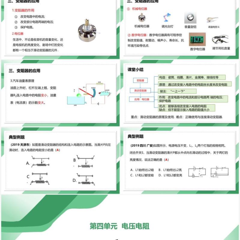 部编版九年级物理全册变阻器课件PPT模板