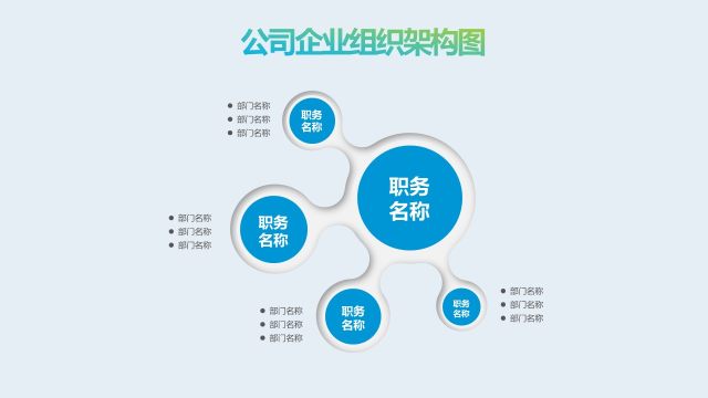 蓝绿色公司企业组织架构图PPT模板14