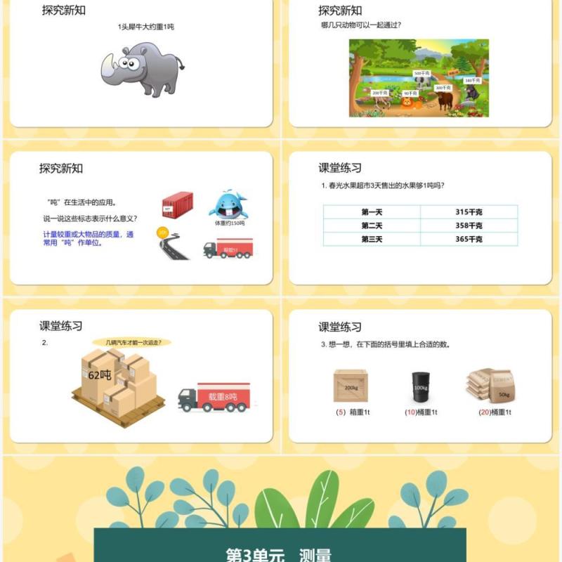 部编版三年级数学上册吨的认识课件PPT模板