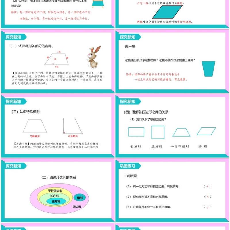 部编版四年级数学上册梯形的认识课件PPT模板