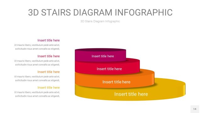 多色3D阶梯PPT图表14