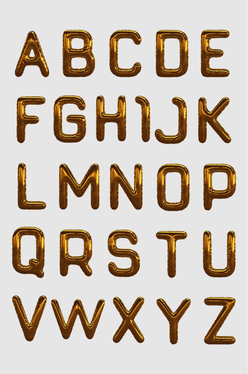 金色字母立体3D建模渲染设计素材