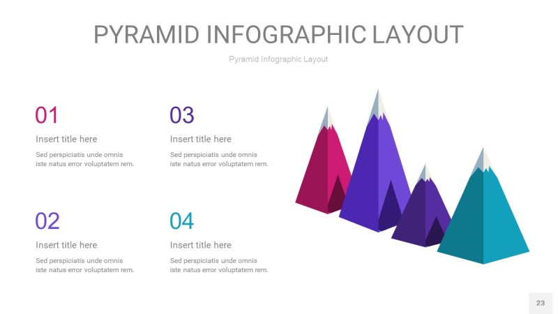 渐变紫色3D金字塔PPT信息图表23