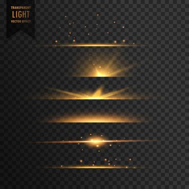 一整套金色的星星透明光效果背景