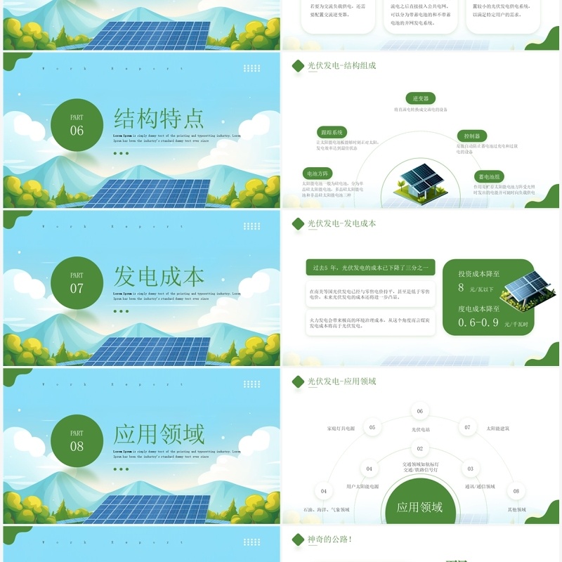 绿色简约风光伏发电项目介绍PPT模板