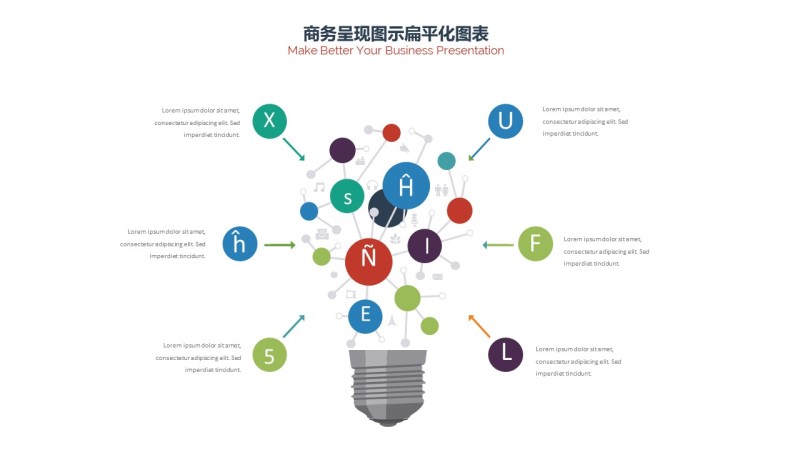 PPT信息图表商务情景灯泡