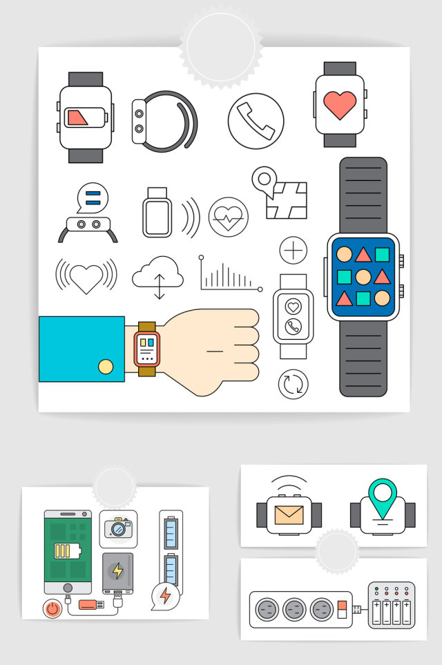 矢量极简线条智能手表素材