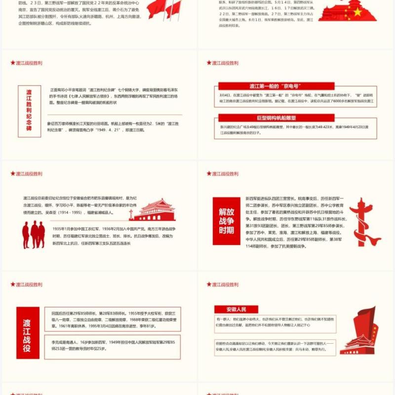 渡江战役人民解放军在敌人的炮火下渡江动态PPT模板