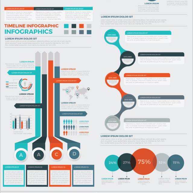 信息图表元素矢量素材设计Big Infographics Design