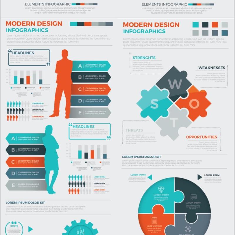信息图表元素矢量素材设计Big Infographics Design