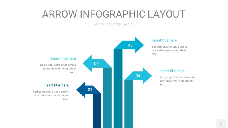 宝石蓝箭头PPT信息图表3