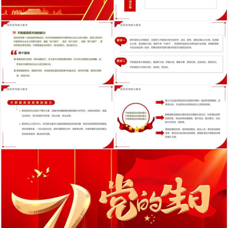 红色党政大气风七一党的生日PPT模板