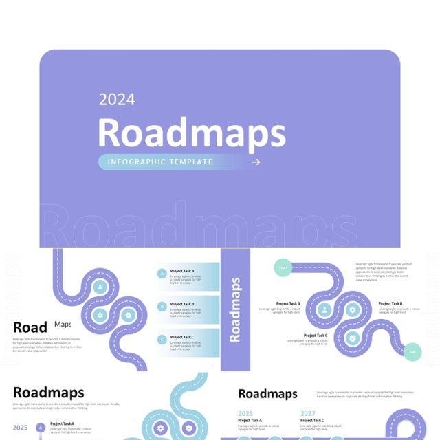 路线图导航地图信息图PPT模板Roadmaps