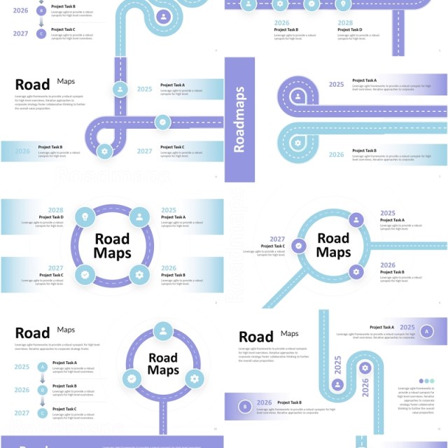 路线图导航地图信息图PPT模板Roadmaps