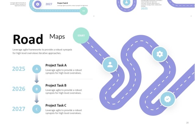 路线图导航地图信息图PPT模板Roadmaps