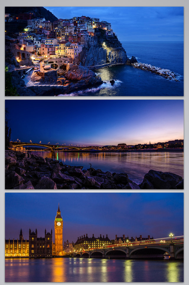 海岸城市夜景背景图 海岸城市夜景背景图