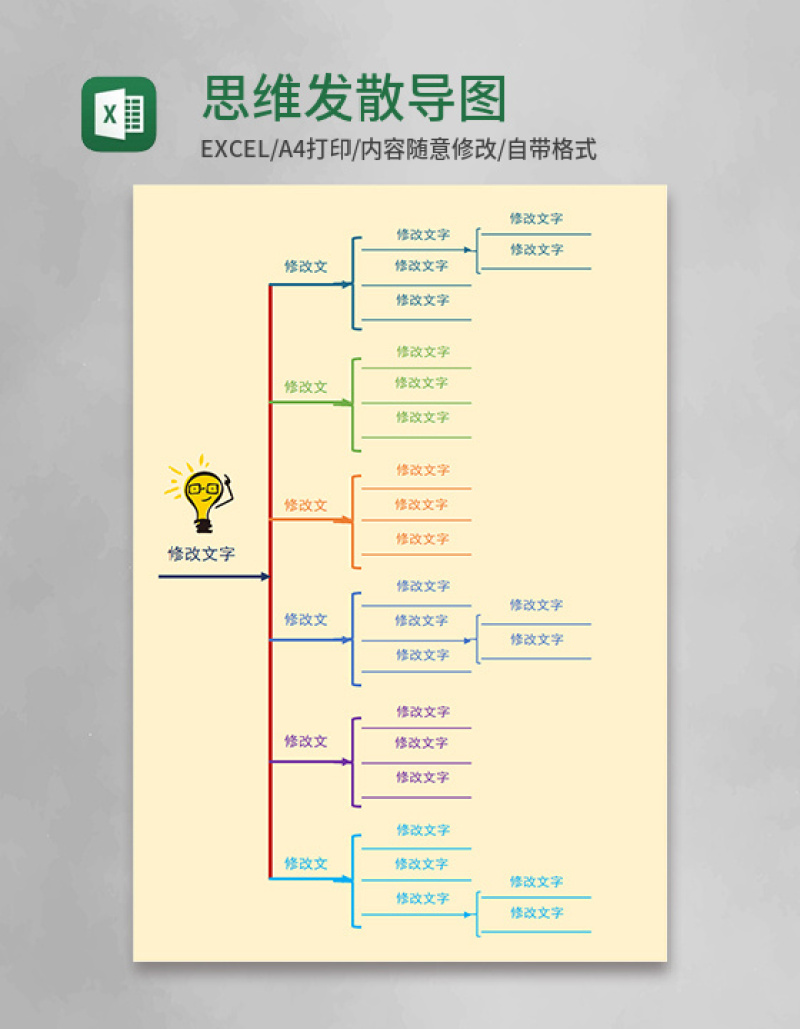 思维发散导图Execl模板