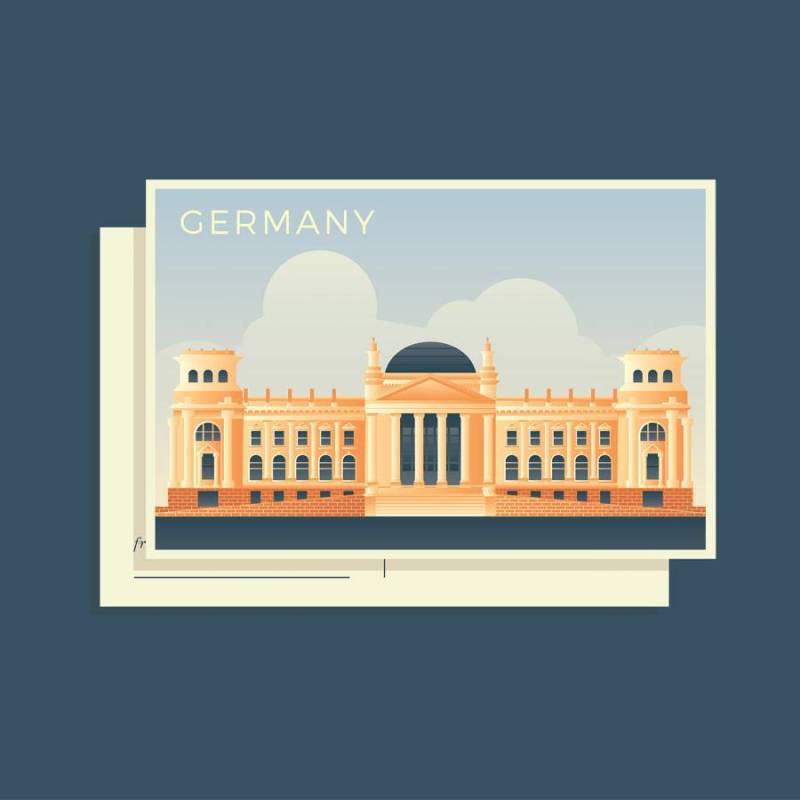 世界德国联邦议会矢量的明信片