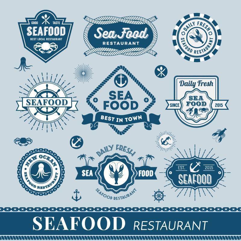 海鲜餐厅标志横幅设计一套