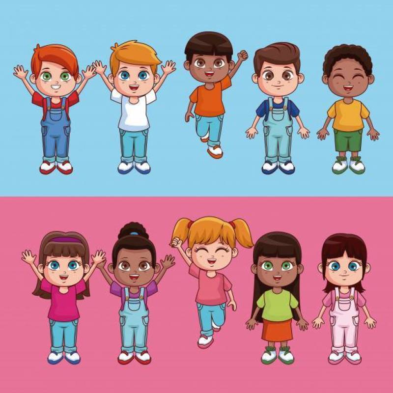 可爱和快乐的孩子卡通彩色背景
