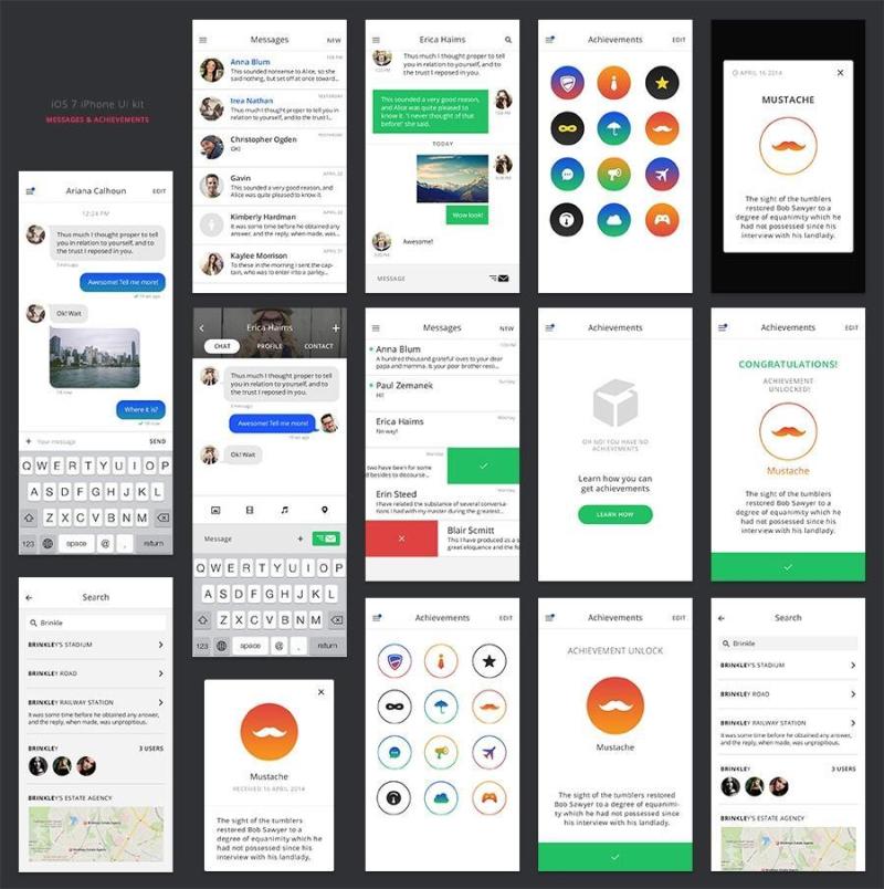iOS UI Kit - Messages&Achievements