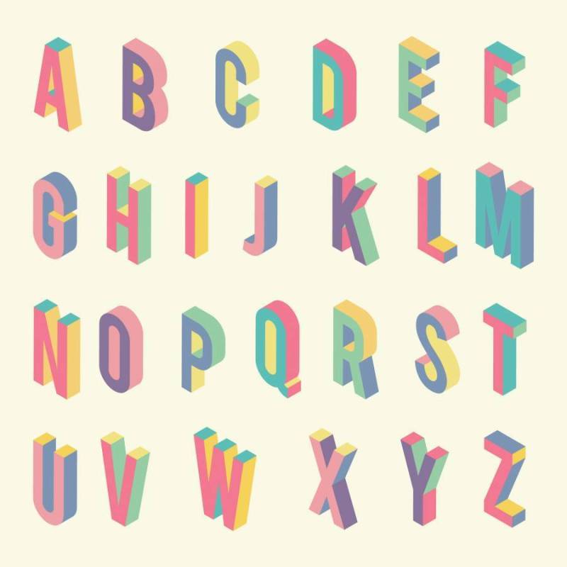 3D字体等距矢量