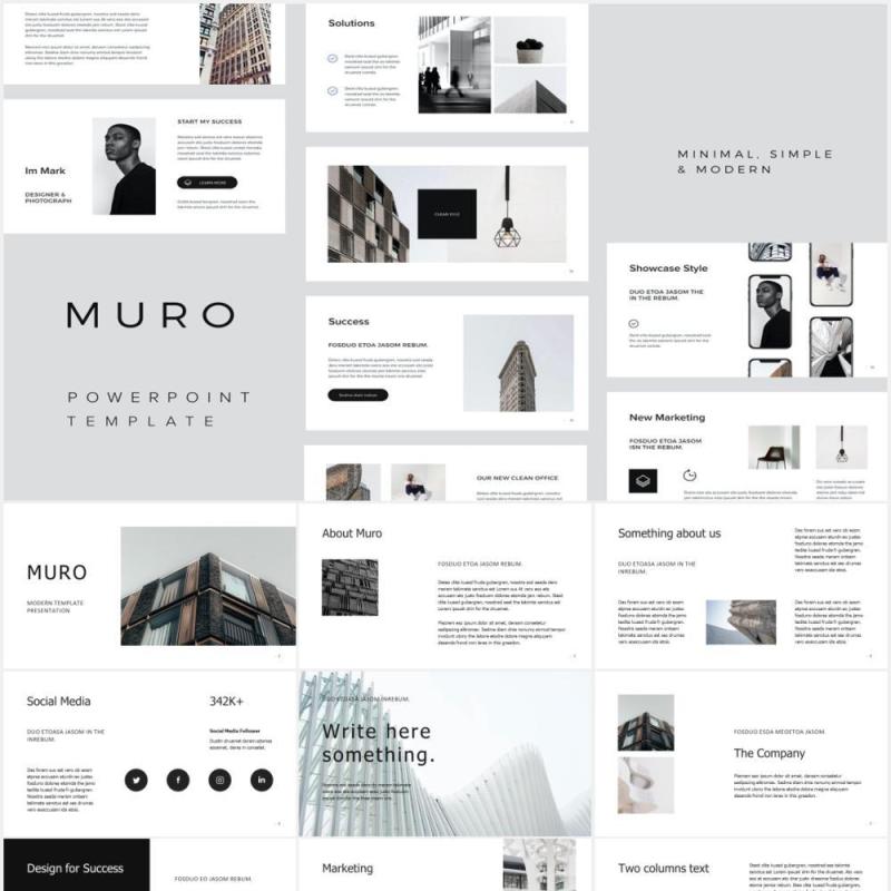 简洁图片排版设计PPT模板MURO - Powerpoint Minimal Template