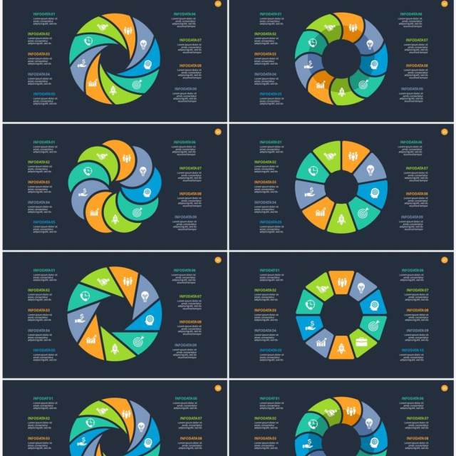 深色背景圆形循环关系PPT素材Cycle