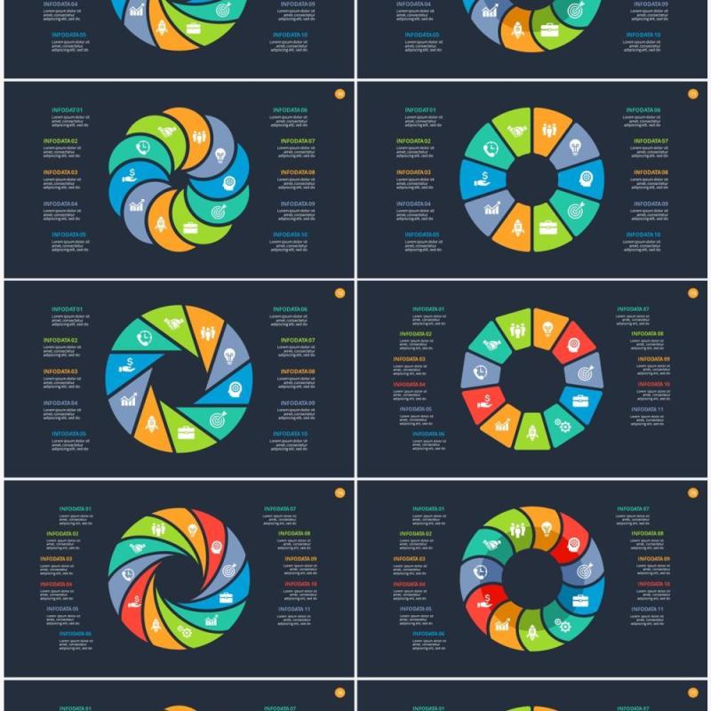 深色背景圆形循环关系PPT素材Cycle