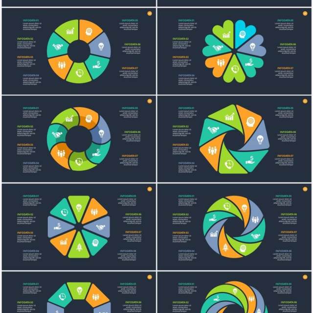 深色背景圆形循环关系PPT素材Cycle