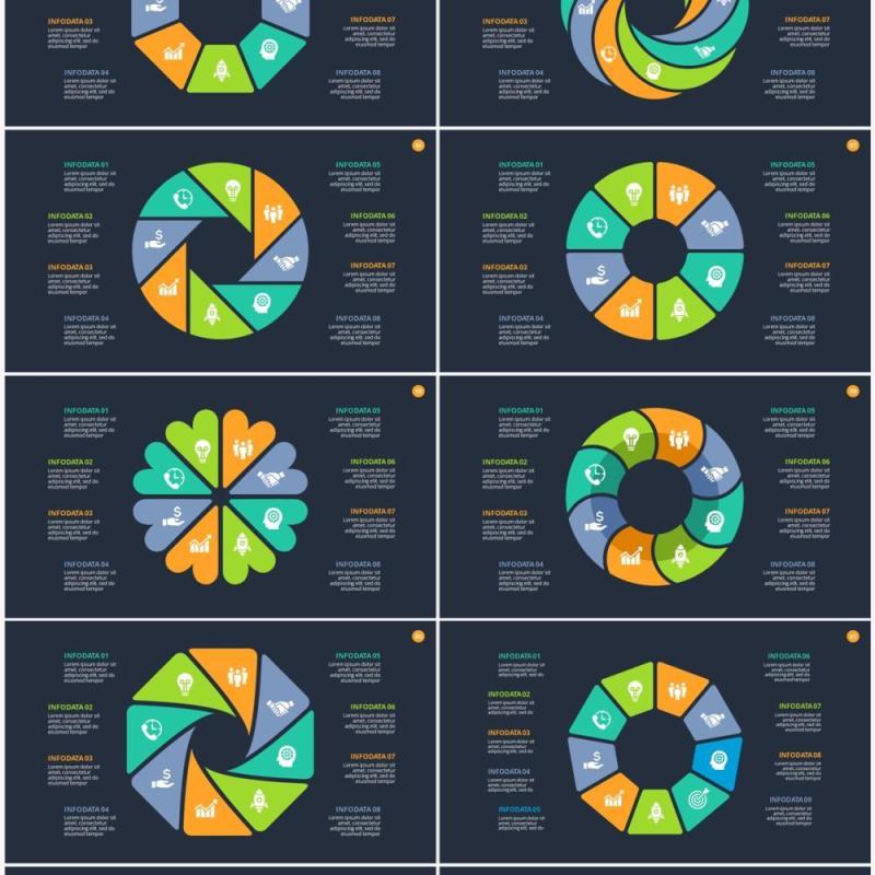 深色背景圆形循环关系PPT素材Cycle