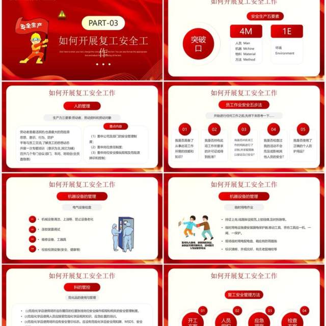 红金卡通风复工复产安全生产培训PPT模板