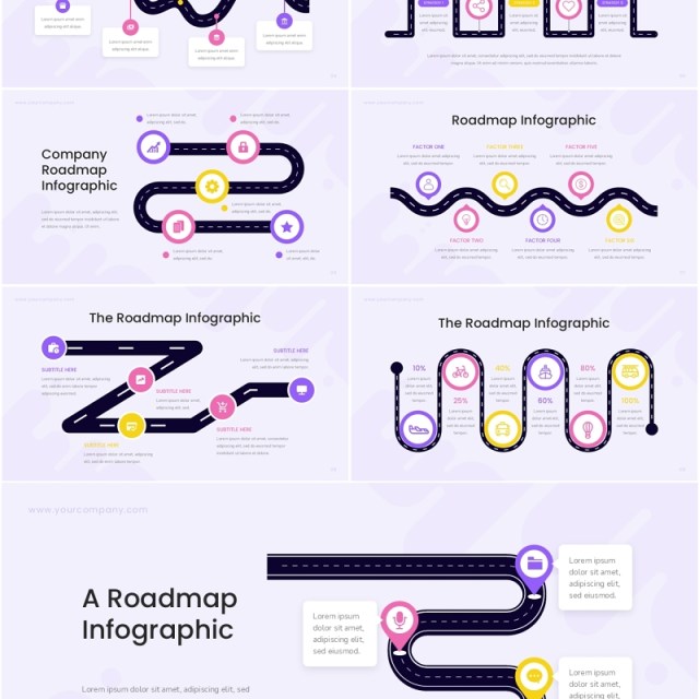 旅游路线图PPT信息图表素材Roadmap Infographic Presentation