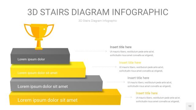 灰黄色3D阶梯PPT图表12