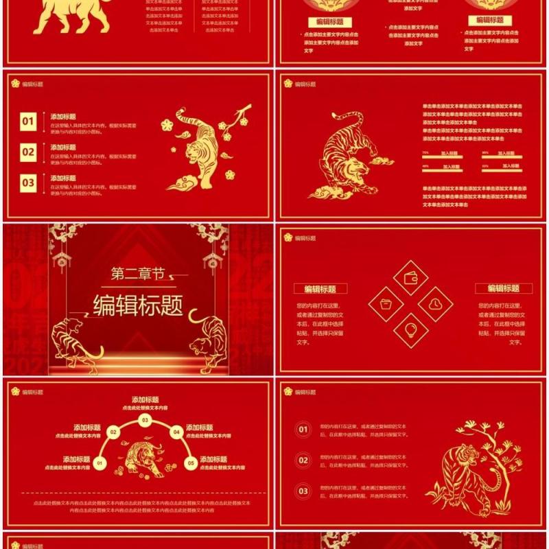 红色虎年2022开门红汇报通用PPT模板