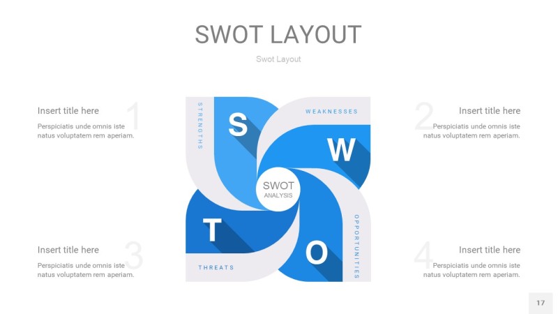 蓝色SWOT图表PPT17